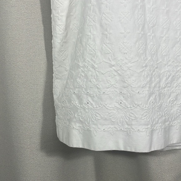 Talbots White Knee-Length embroidered with eyelet lace hem Pencil Skirt - Picture 2 of 4